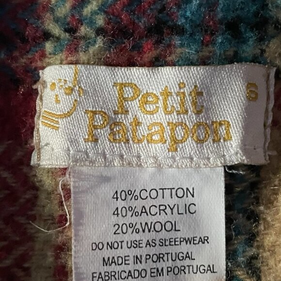 Petit Patapon Girls Jumper Dress Sz 6 Tan Plaid Cotton Wool Blend Preppy Classic - Picture 7 of 7